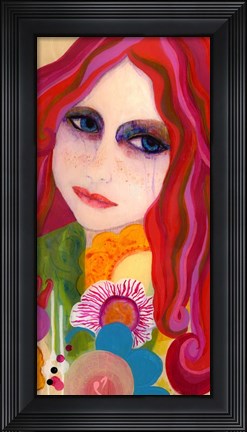 Framed Big Eyed Girl Hesitant Print