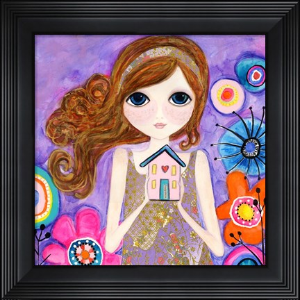 Framed Big Eyed Girl Home Is Where Your Heart Is Print