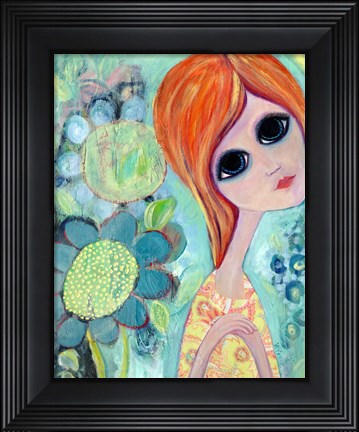 Framed Big Eyed Girl Hope Garden Print