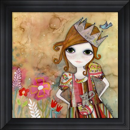 Framed Big Eyed Girl I Am The Queen (No Words) Print