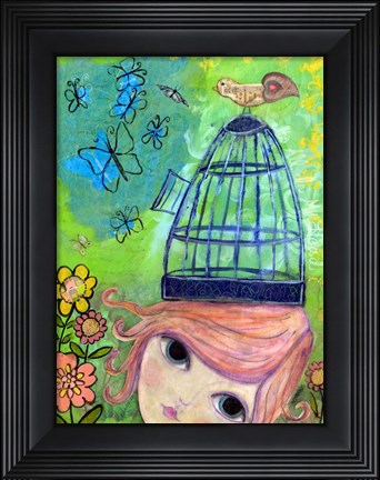 Framed Big Eyed Girl It&#39;s All In My Head Print