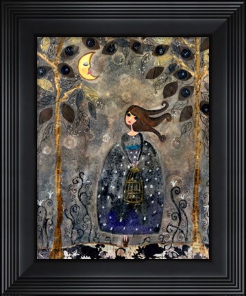 Framed Big Eyed Girl It&#39;s Getting Late Print