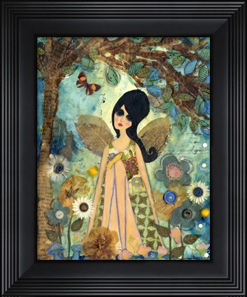 Framed Big Eyed Girl Keeping Each Other Company Print