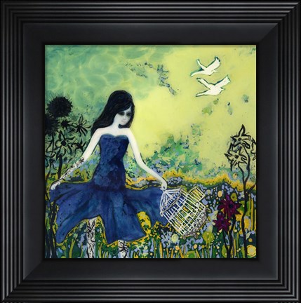 Framed Big Eyed Girl Letting Go Print