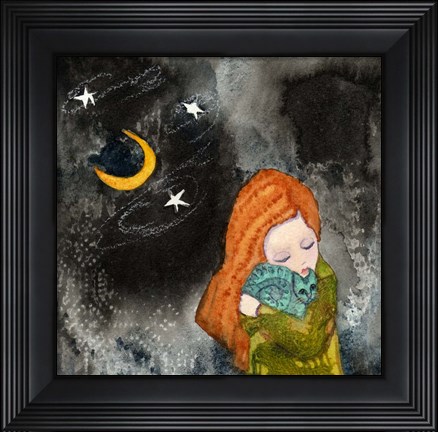 Framed Big Eyed Girl Lucky Stars Print