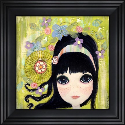 Framed Big Eyed Girl Missing You Print