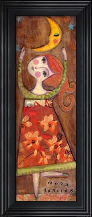 Framed Big Eyed Girl Moon Dancing Print