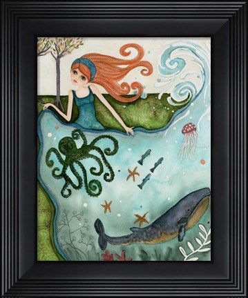 Framed Big Eyed Girl Ocean Dreamer Print