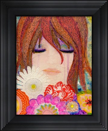 Framed Big Eyed Girl Reflections Print