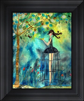 Framed Big Eyed Girl Second Thoughts Print