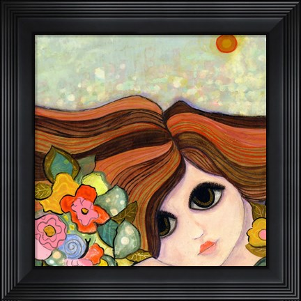 Framed Big Eyed Girl Slow Down Print