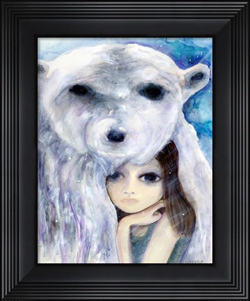 Framed Big Eyed Girl Solitude Print