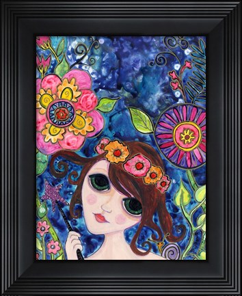 Framed Big Eyed Girl Spellbound Print