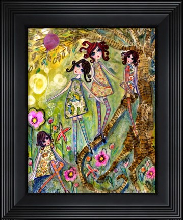 Framed Big Eyed Girls One Fell Down Print
