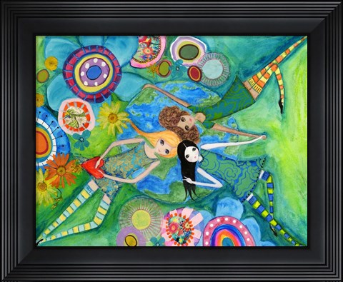 Framed Big Eyed Girls Together Is Better Print