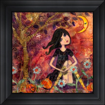 Framed Big Eyed Tambourine Girl Print