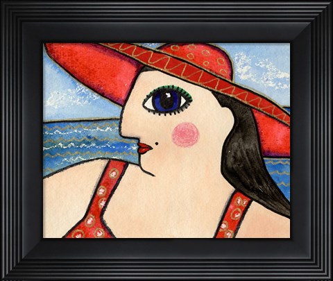 Framed Big Fashion Diva At The Beach Print