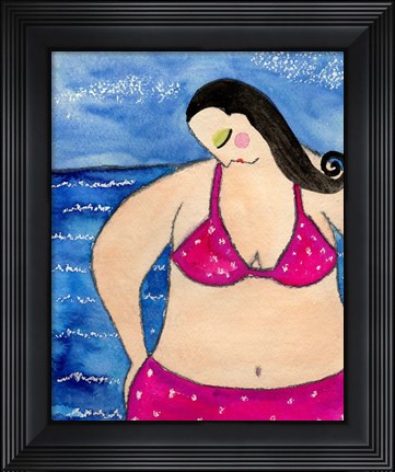 Framed Big Shy Diva At The Beach Print