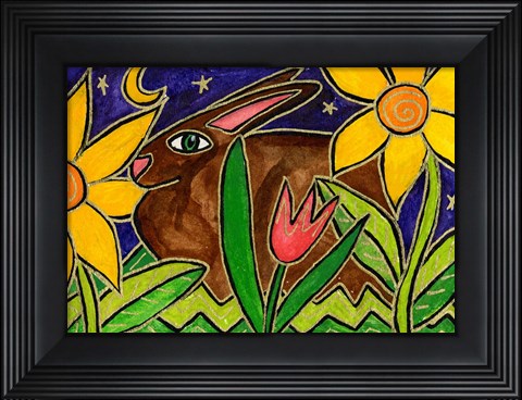 Framed Bunny At Midnight Print