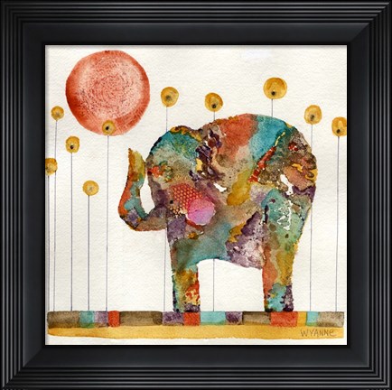 Framed Elephant In Sunflower Field Print