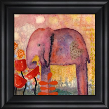 Framed Flower Monger Elephant Print