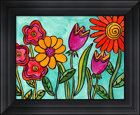 Framed Funky Flowers Print