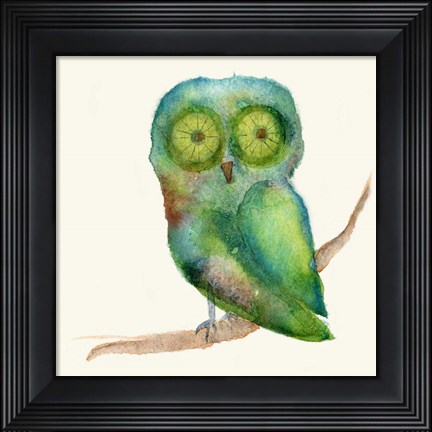 Framed Green Owl Print