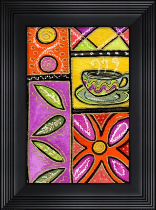 Framed Happy Coffee &amp; Flowers Print