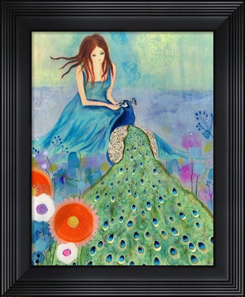 Framed Peacock Garden Print