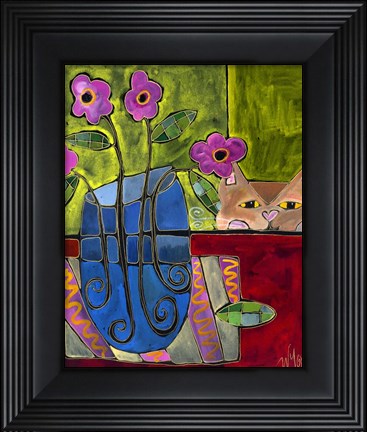 Framed Peek A Boo Kitty Cat Print