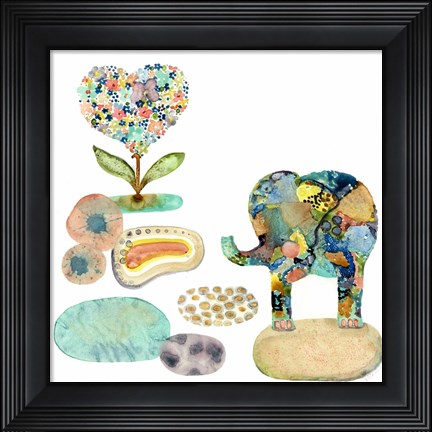 Framed Stepping Stones Elephant Print
