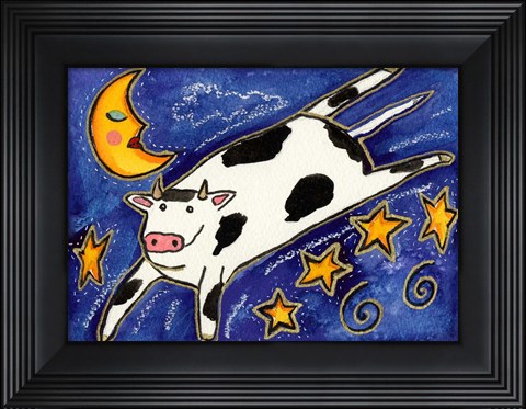 Framed Cow That Jumped Over The Moon Print