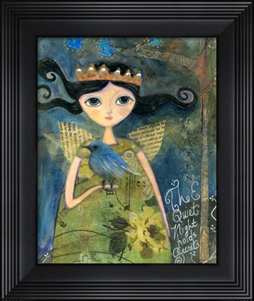 Framed Quiet Night Holds Secrets Big Eyed Girl Print