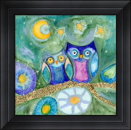 Framed Wishing the Night Away Owls Print