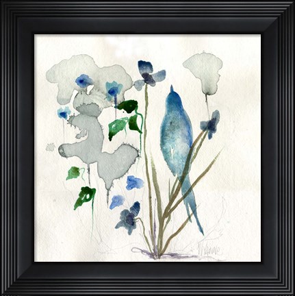 Framed Bluebird Raindrops Print