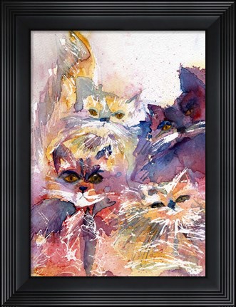 Framed Four Kitties Print