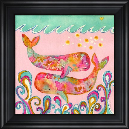 Framed Pink Whales Print