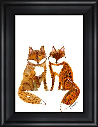 Framed Two Baby Foxes Print