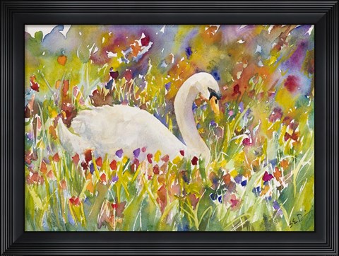Framed Colorful Swan Print