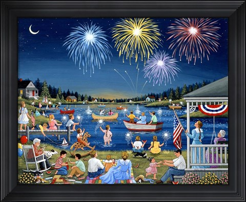 Framed Lakeside on the Fourth Print