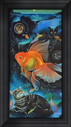 Framed Cat Nipping - Cat Tripping Print