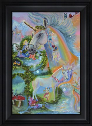 Framed Rainbow Unicorns Print