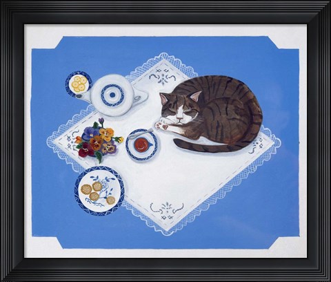 Framed Tabby Loves Breakfast Print