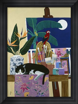 Framed Oscar! Did You Walk Through My Paint Again? Print