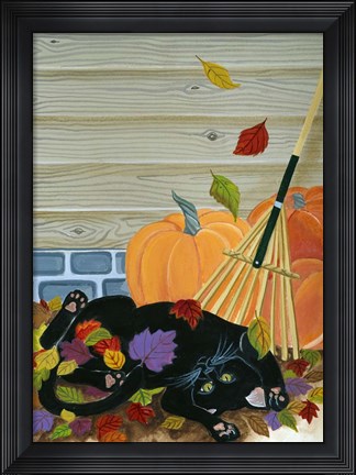 Framed Playing In The Leaves Print
