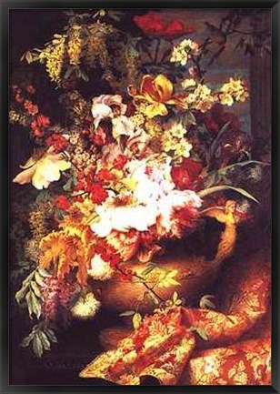 Framed caroline Escallier - Panneau de Fleurs Dans un Vase Print