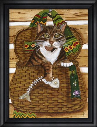 Framed Look What&#39;s In The Fishing Creel Print