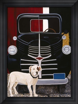Framed Virgil In Front Of The Ranch Truck Print