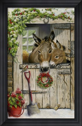 Framed Christmas Donkies Print