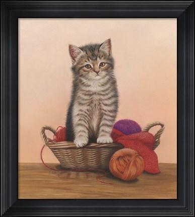 Framed Kitten And Wool Basket Print